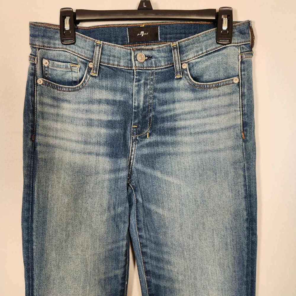 7 For All Mankind Mid Rise Dojo Flare Wide Leg Distressed Authentic Light 29 34 - Picture 7 of 16